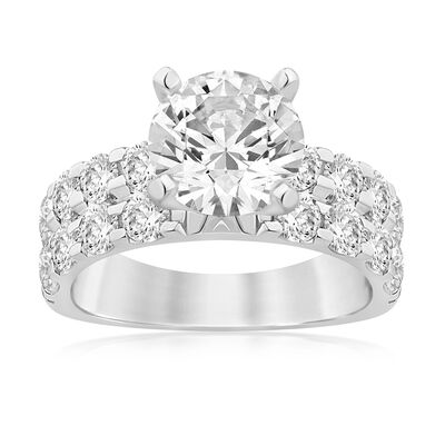 Brilliant-Cut Lab Grown 4.75ctw. Diamond Double Row Engagement Ring in 14k White Gold